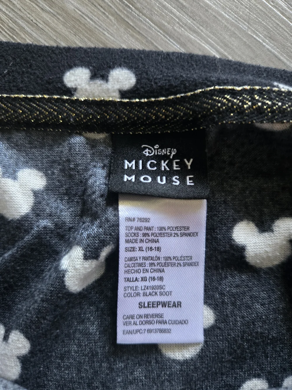 Disney Black Long Sleeve Top with White Mickey Head Print - Picture 3 of 5